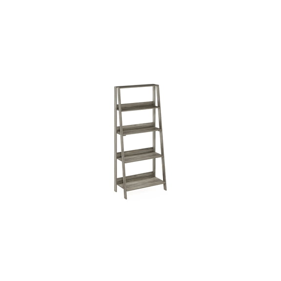 Ladder Bookcase " 5 Tier Display Shelf " Modern Design " 23"W x 53.5"H x 13"D " French Oak Finish