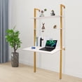 thumbnail image 1 of Ladder Desk 30x20 inches Wall Mounted Computer Desk Solid Wood Laptop Storage Table with Shelves Power Strip, 1 of 9