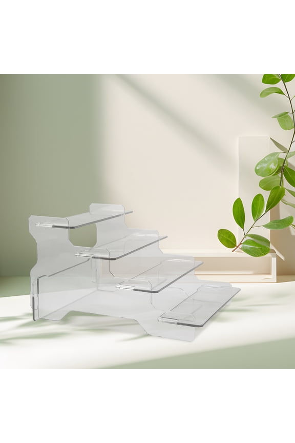 Clear Plastic Four Tier Display Stand for Model and Jewelry Storage