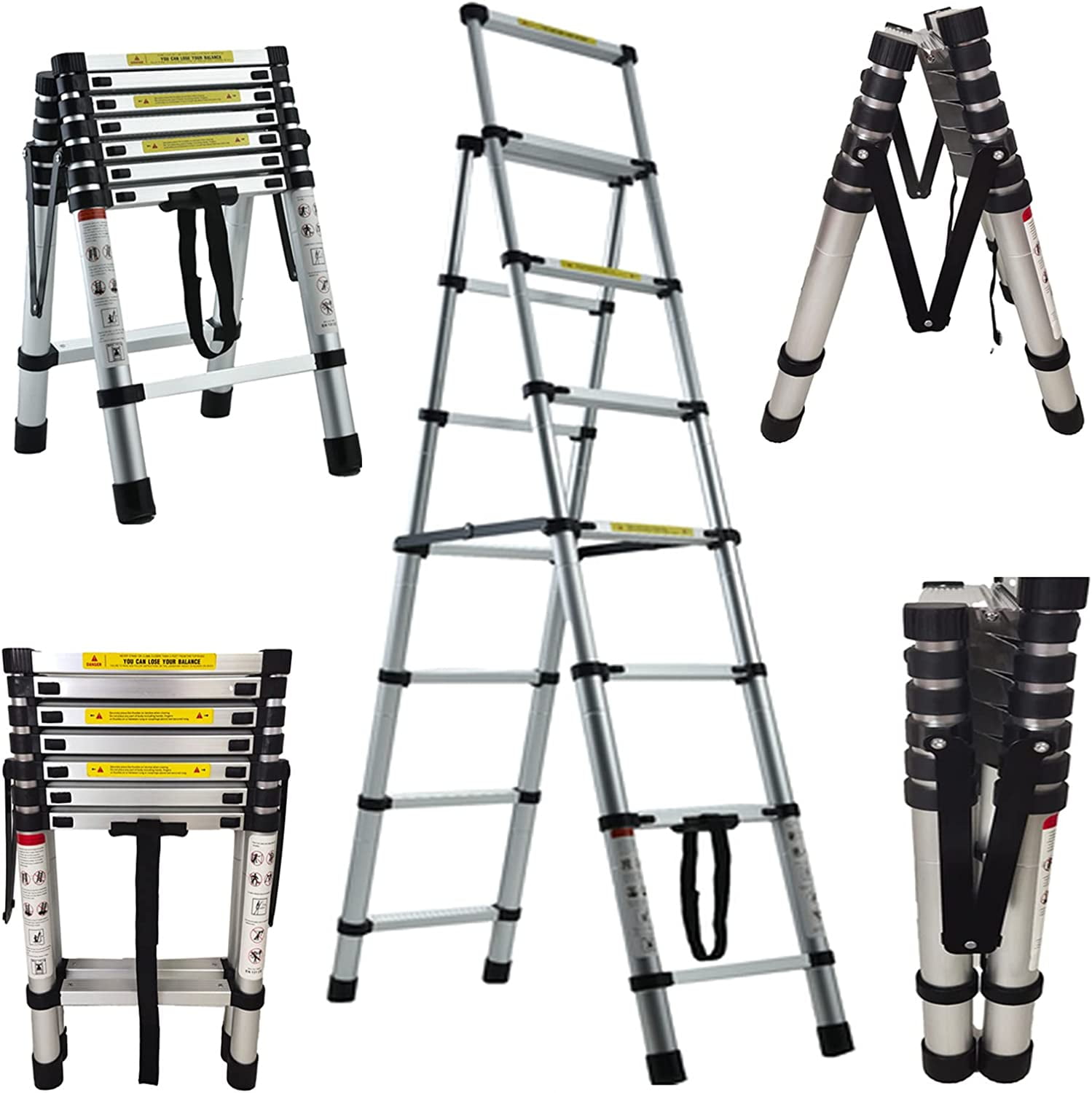 Ladder Extension Ladder 6+7 Step Ladder 6.4FT Telescopic Ladder