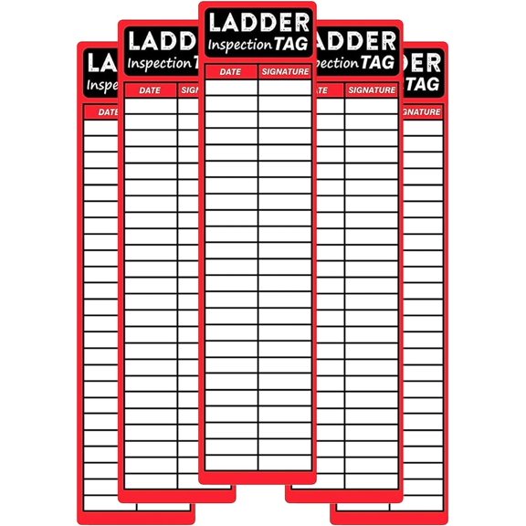 Ladder Inspection Labels Stickers 8.5x2inch Red Safety Inspection Tags Industrial Maintenance Stickers 50Pcs