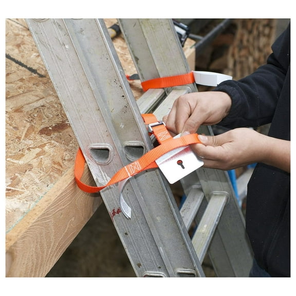 Ladder Leash - 2 Pack Ladder Stabilizer for Extension Ladders - Anti-Slip Ladder Tie Down - Ladder Safety Device for Gutters & Roofs - Secure Ladder Positioning Orange