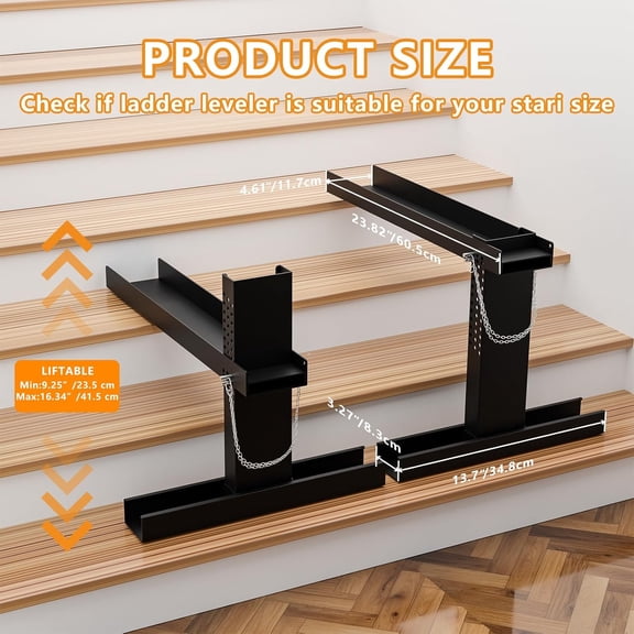 Ladder Leveler Pro - Foldable Heavy-Duty Extender Ladder Stabilizer - Adjustable Height 9"-19" - Non-Slip Feet - Fits Extension/Single Ladders - Holds 500lbs