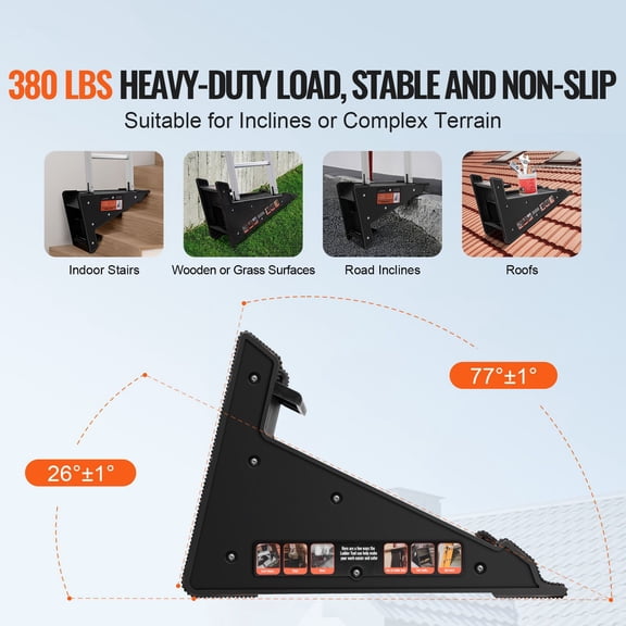 Ladder Levler,380lbs Load PP Ladder Leveling Tool,Pitch Hopper,Stair Ladder Stabilizer with Storage,Easy to Use Stable Platform for All Surfaces,Extension Ladder Accessory for Uneven Ground