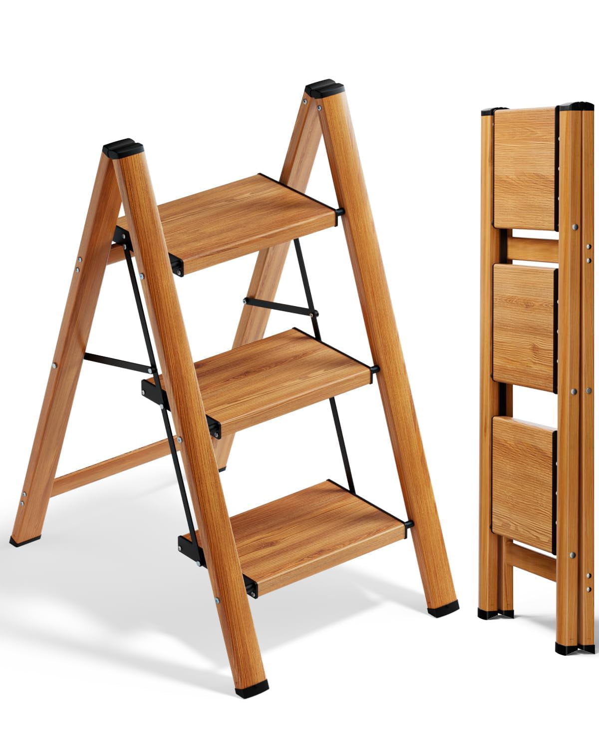 Floding Step Ladder, Lightweight Folding Step Stool,Anti-Slip 7.9'' Wide Pedal;Space ...