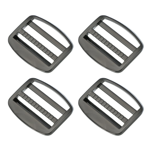 Uxcell Ladder Lock Buckle Slide Zinc Alloy Adjustable Webbing Strap Release Buckles 1-1/2", Black-Gray, 4 Pack