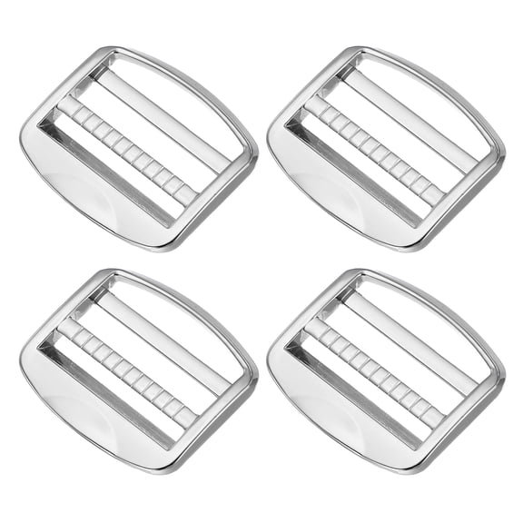 Uxcell Ladder Lock Buckle Slide Zinc Alloy Adjustable Webbing Strap Release Buckles 1-1/2", Silver, 4 Pack