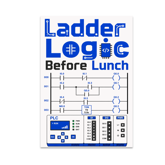 Ladder Logic Before Lunch Poster - PLC Programmer - 13x19 Poster Print