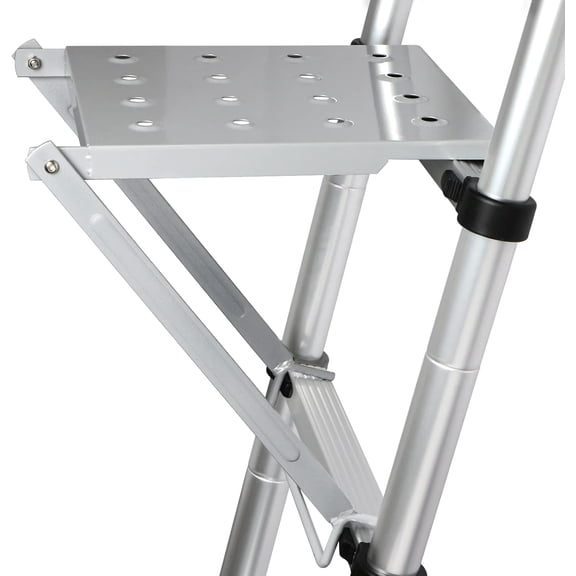 Ladder Platform - 400 lbs Heavy Duty Work Tray & Anti-Slip Standing Step for Extension Ladders, Adjustable Safety Workstation for Painting & Home Maintenance (Silver)