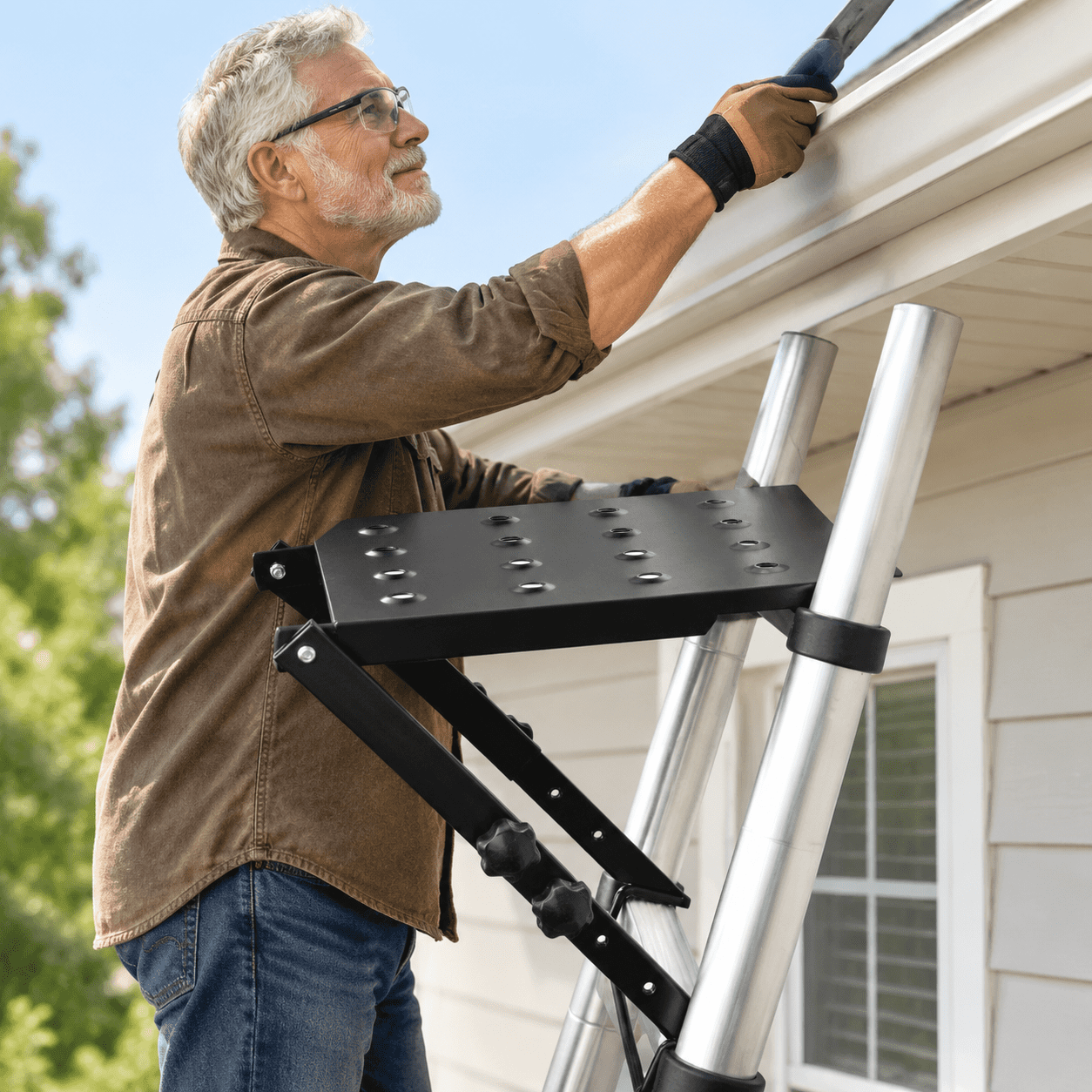 Ladder Runk's Ladder Platform Attachment For Extension Ladders - Adjustable With Lock ...