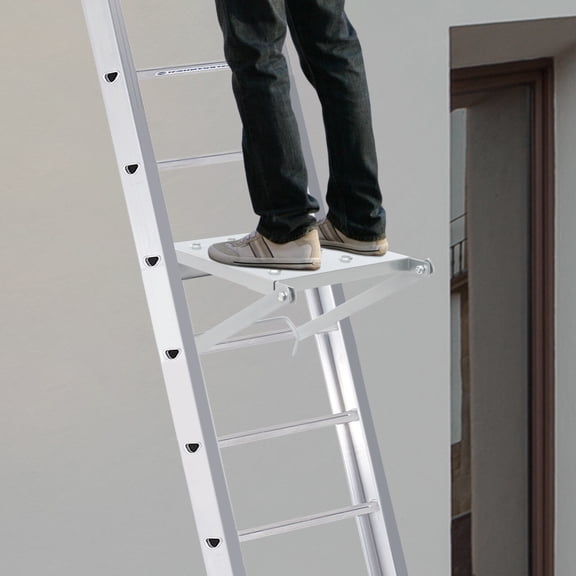 Ladder Platform & Work Platform Accessory, Anti-Slip Heavy Duty Extension Ladder Platform with 330 lbs Weight Capacity, Foldable Alloy Steel Work Tray for Painters Tools and Extension Ladder Use