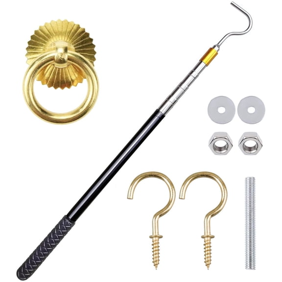 Ladder Pull Down System Kit, Attic Ladder Pull Down System, Attic Pull Down Cord Replacement, Retractable Pull Rod Length 56-164 cm/22-64.6 in, Ideal for Lightweight Attic Stairs and Doors