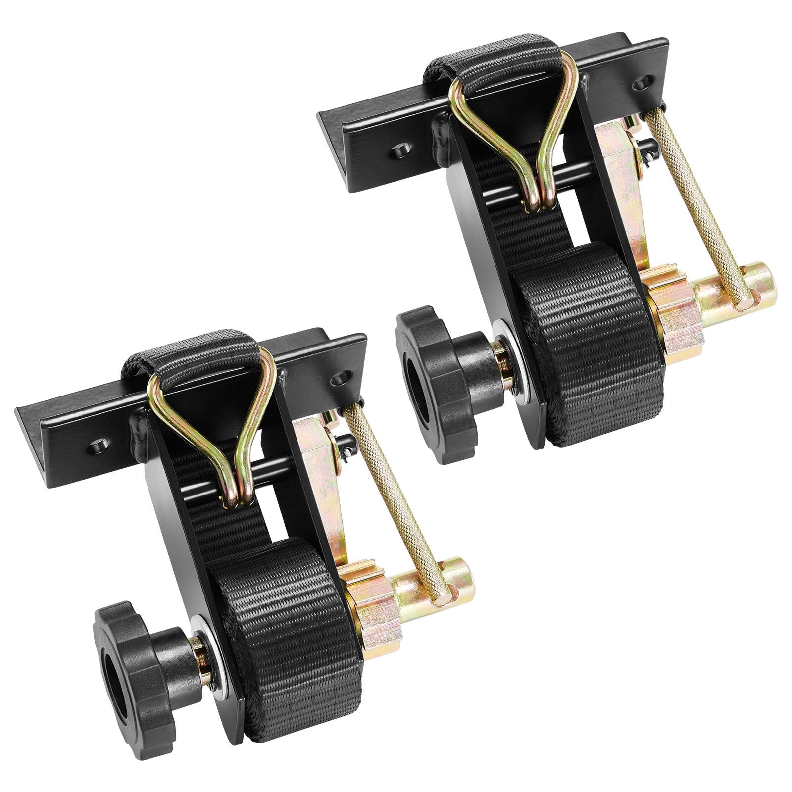 Ladder Rack Ratchet Straps 2-Pack, 500 lbs Working Load, 1500 lbs Break Strength, 7.4 ft Webbing, Zinc-Plated Hooks, for Roof Rack Cargo