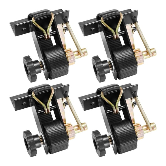 Ladder Rack Ratchet Straps 4 Pack, 7.4ft x 1.5in Heavy Duty Tie Down Straps with J-Hooks, 500lbs Working Load, Square Tube Mount for Roof Rack, Cargo Straps