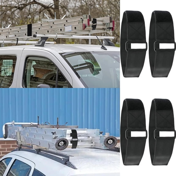 Ladder Rack Tie Down Straps, Reusable Ladder Securing Straps, Adjustable Ladder Rack Straps with Reinforced Hook and Loop for Ladder, Home Garage Office Car Truck SUV RV Boat 4 Pieces (33'' x 2'')