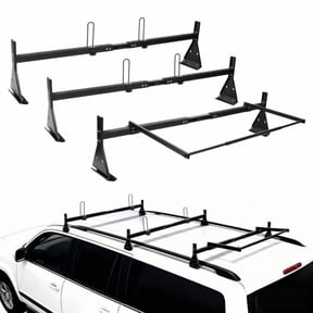Ladder Roof Racks with Rear Roller, 3 Bars,800 lbs Capacity Heavy-Duty Steel Roof Racks for Van,for Vans with Rain Gutter Only