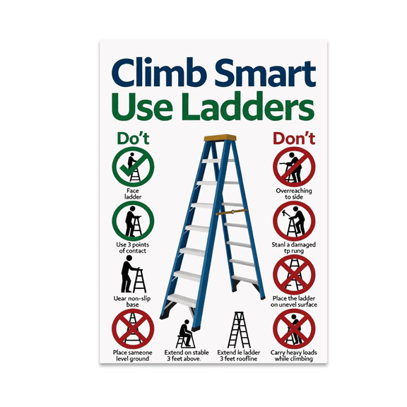 Ladder Safety Wall Decor - Construction Enthusiast - 13x19 Poster Print
