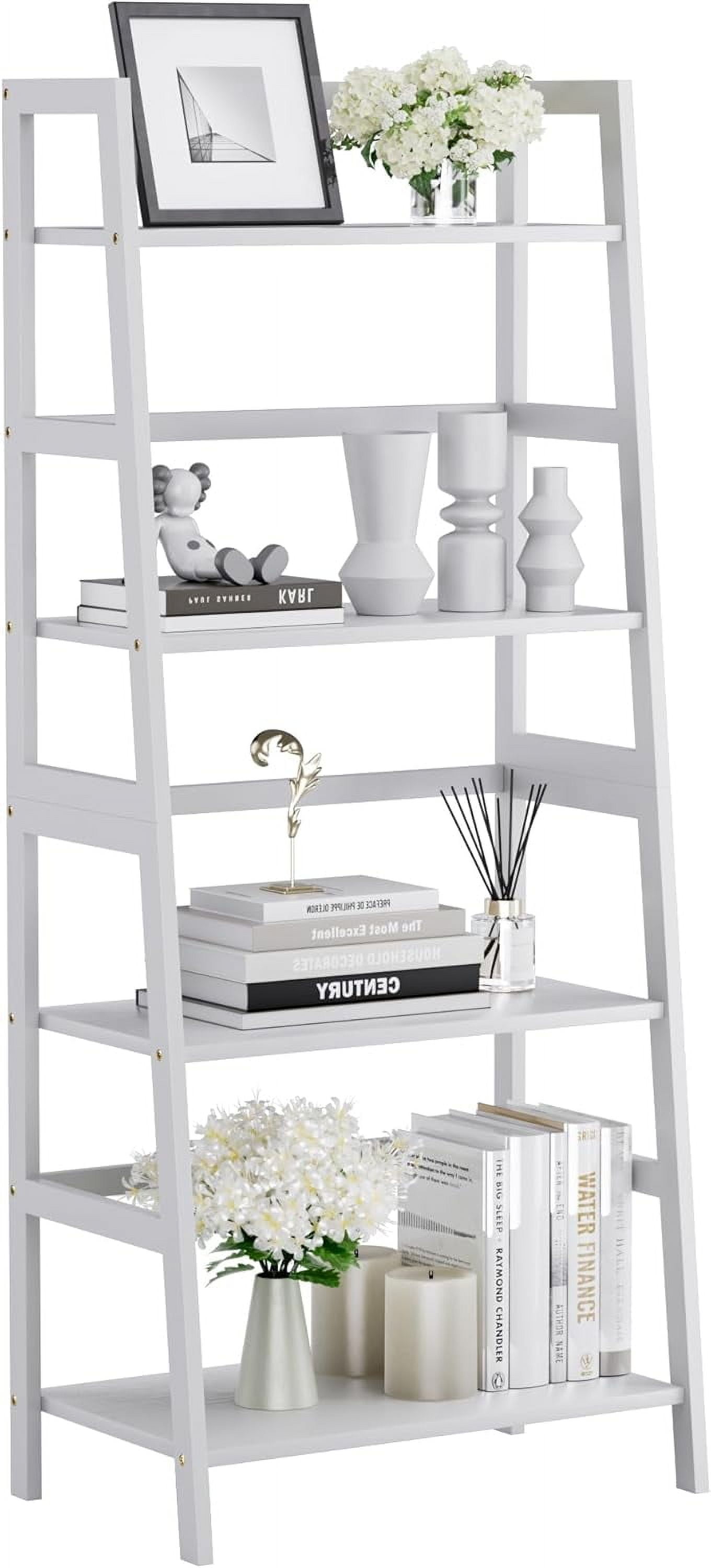 Ladder Shelf, 4 Tier Bookshelf, Floor Standing Bathroom Storage Rack ...