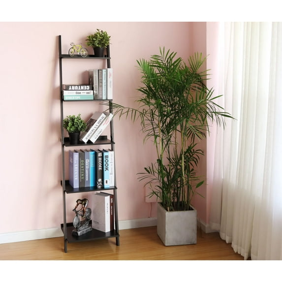 Ladder Shelf 5 Tier Bookcase, Multipurpose Plant Flower Stand Bookshelf Storage Rack Shelves