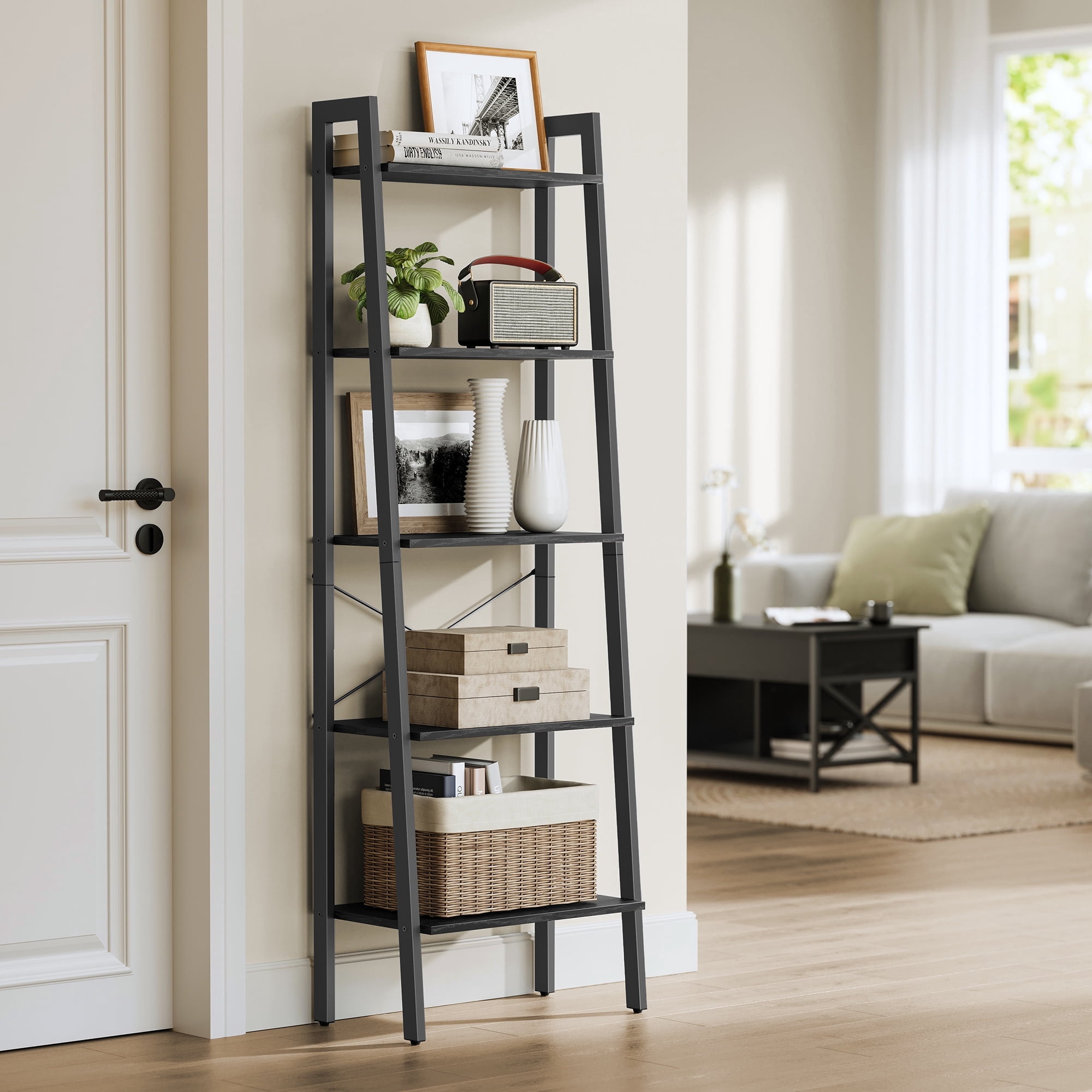 Ladder Shelf, 5-Tier Bookshelf, Storage Rack, Bookcase, for Living Room ...