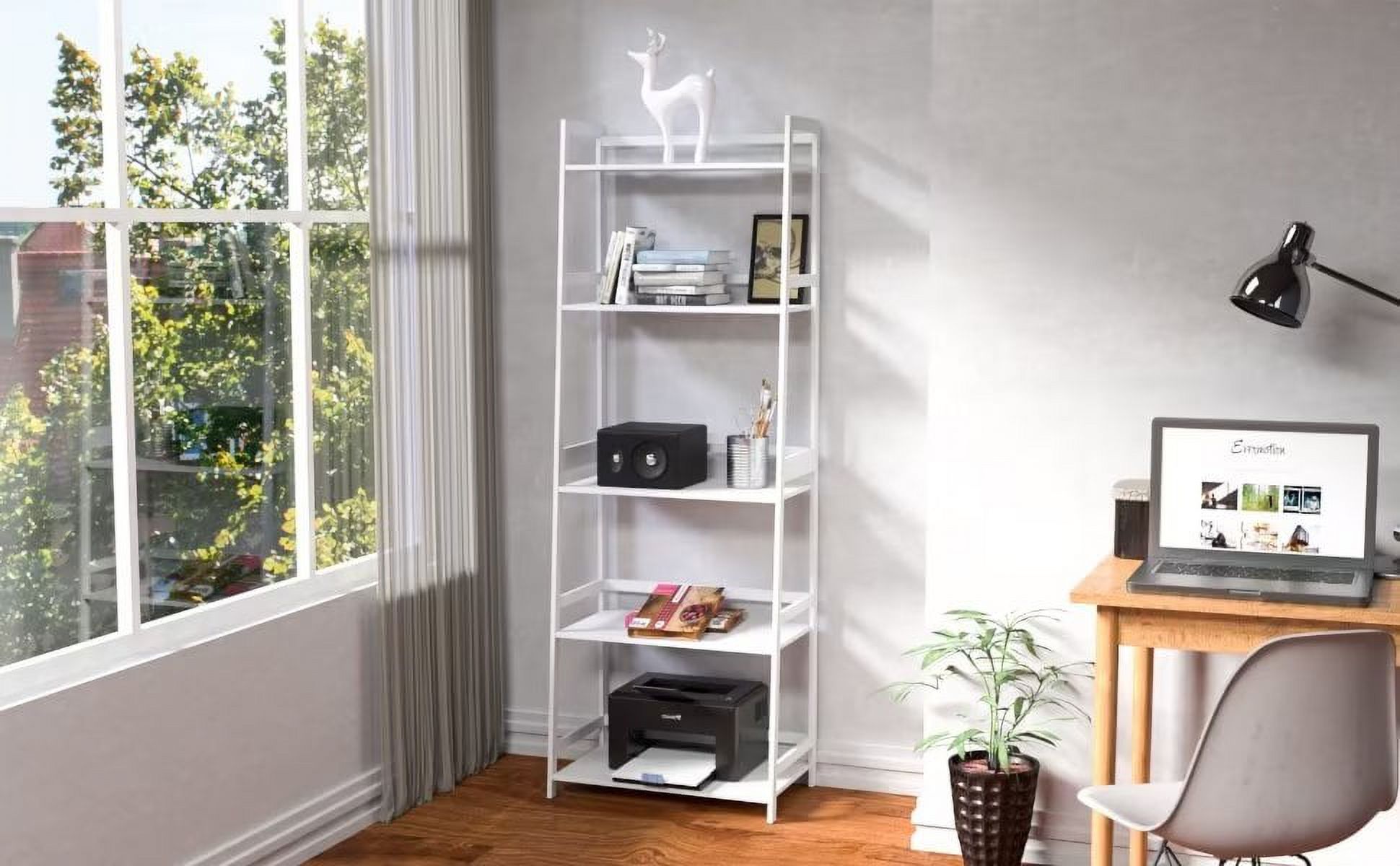Ladder Shelf 5-Tier Ladder Bookshelf Freestanding Display Plant Shelves ...