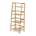thumbnail image 1 of Ladder Shelf Bamboo Bookshelf 4 Tier Natural Color Modern Plant Flower Display Stand Shelf Rack For Storage Open Book Shleves and Bookcases Shelving for Living Room, Bedroom, Kitchen, Balcony, 1 of 9