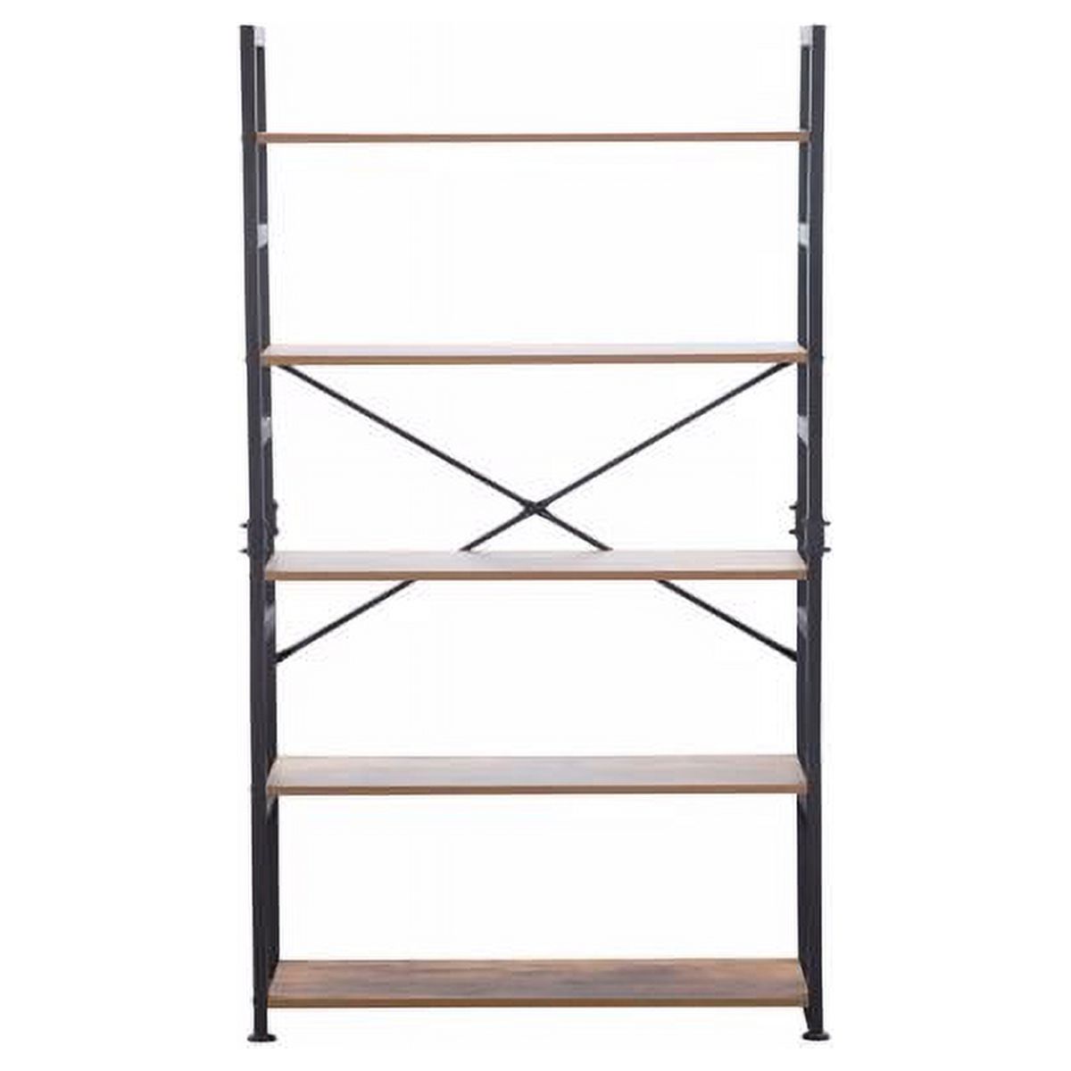 Ladder Shelf Bookcase 5 Tiers Bookshelf with Open Storage, Metal Frame with Wood Board