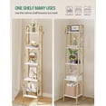 thumbnail image 1 of Ladder Shelf, Bookshelf Bookcase, Freestanding Corner Storage Shelve with 2 Hooks for Home Office, Living Room, Kitchen, Bedroom, Industrial, 11.8" D x 13.4" W x 63" H, White Gold BC03213G, 1 of 7
