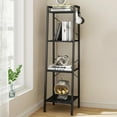 thumbnail image 1 of Ladder Shelf, Bookshelf Bookcase, Freestanding Corner Storage Shelve with 2 Hooks for Home Office, Living Room, Kitchen, Bedroom, Industrial, 4-Tier Black, 1 of 18