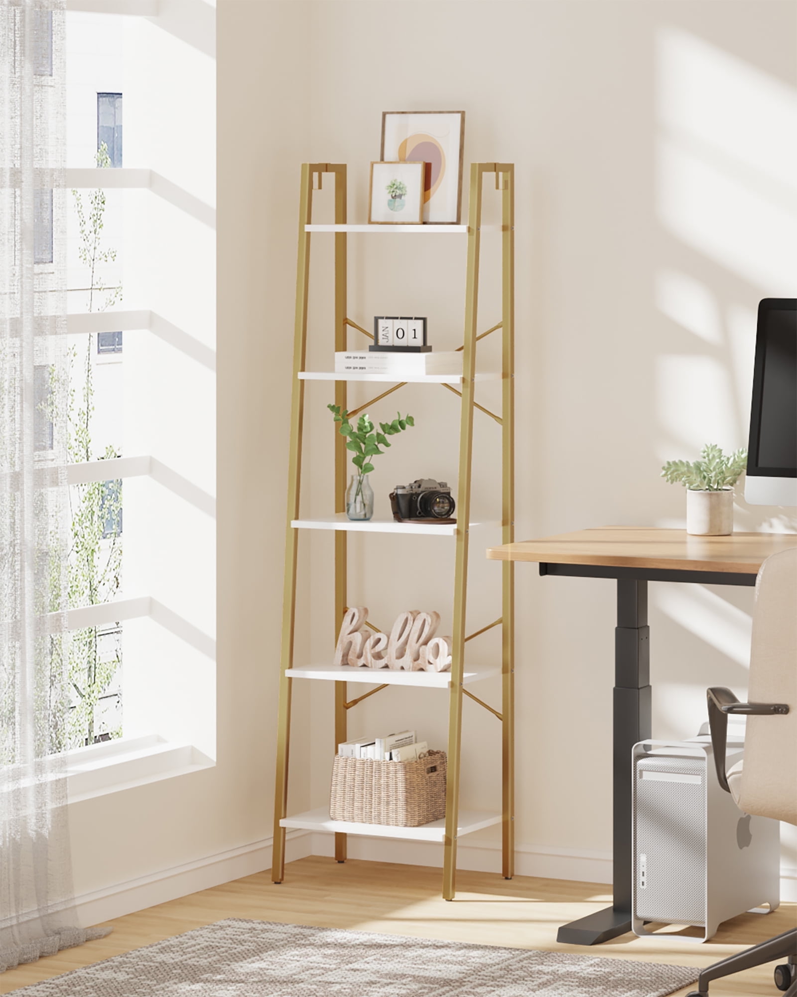 Hzuaneri Ladder Shelf, 5-Tier Bookshelf, 11.8"D x 13.4"W x 63"H ...
