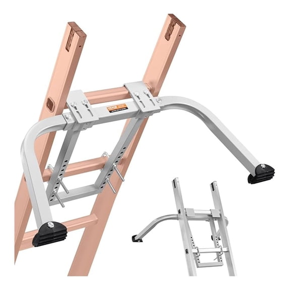 Ladder Stabilizer, Heavy Duty Steel Ladder Roof Hook, Ladder Stabilizer with Wing Span/Wall Extension Accessory, Stable Ladder Standoff Arms for Roof Gutter with Anti-Slip Rubber Feet