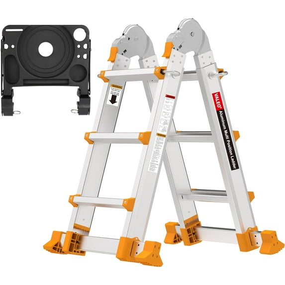 Ladder Step Ladder Extension Multi Position &; Storage Folding Ladder Security Load Telescoping Ladders for Stairs Home Indoor Outdoor Roof