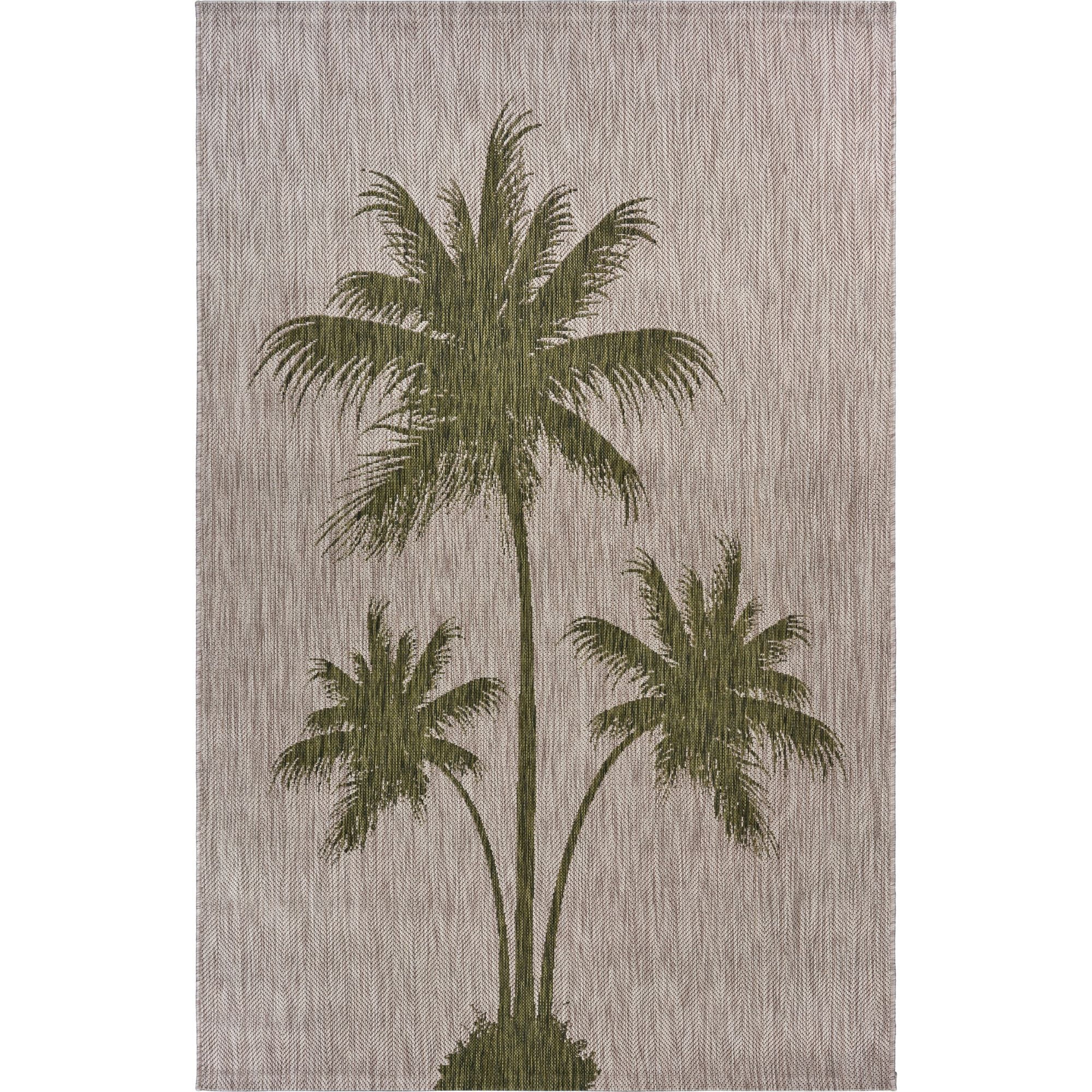 Beige and Green Palm Breeze Rectangular Synthetic Outdoor Rug