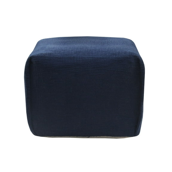 Laddha Home Designs 18" Navy Blue Solid Pleated Handcrafted Square Pouf Ottoman