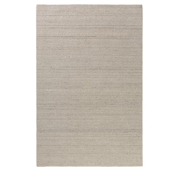 Laddha Home Designs 2' x 3' Hand Knotted Solid Striped Wool Area Throw Rug - Cream