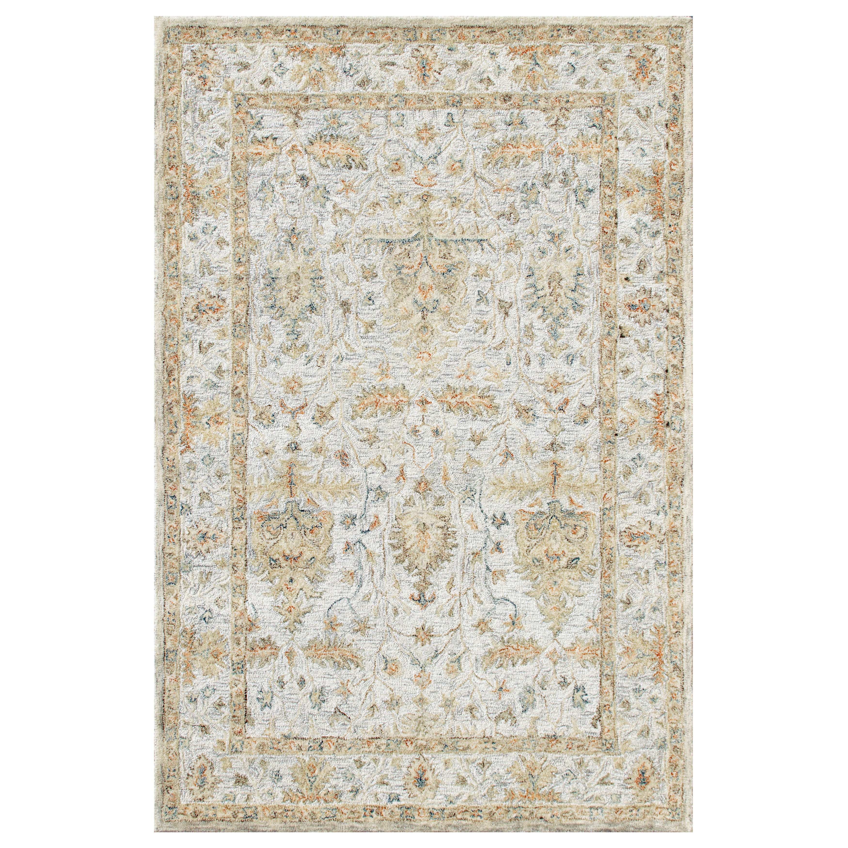 Laddha Home Designs 2' x 3' Hand Tufted Abstract Floral Wool Area Throw Rug - Silver and Brown