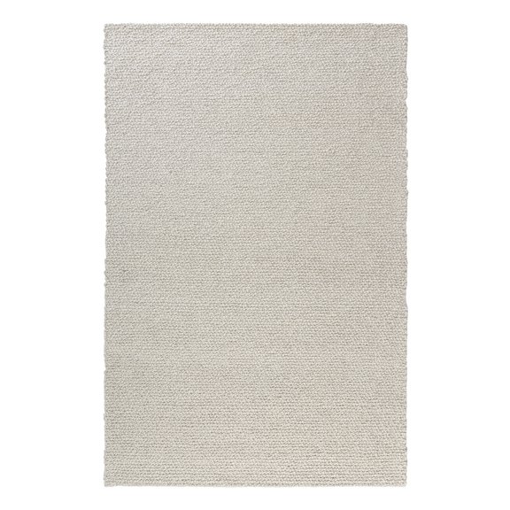 Laddha Home Designs 2' x 3' Handwoven Solid Wool Area Throw Rug - Cream