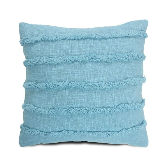 Laddha Home Designs 20" Teal Solid Overtufted Square Throw Pillow