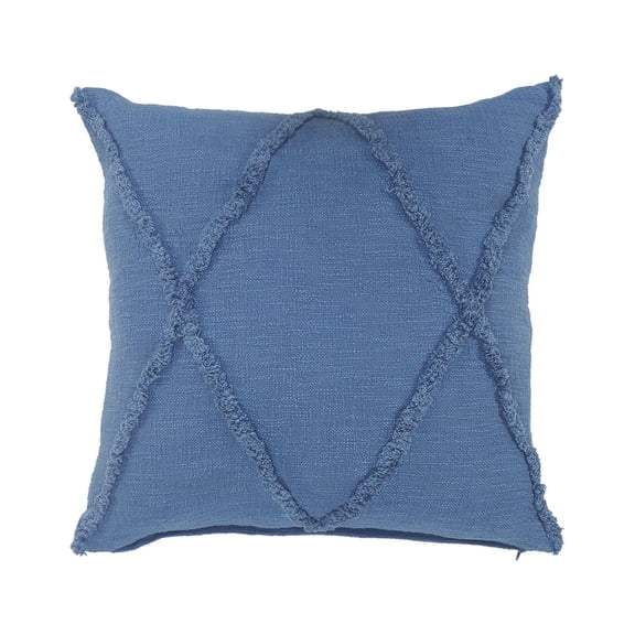 Laddha Home Designs 26" Blue Hand Woven Diamond Tufted Square Throw Pillow