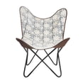 thumbnail image 1 of Laddha Home Designs 37" Blue and White Floral Faux Leather Sling-Style Butterfly Chair, 1 of 9