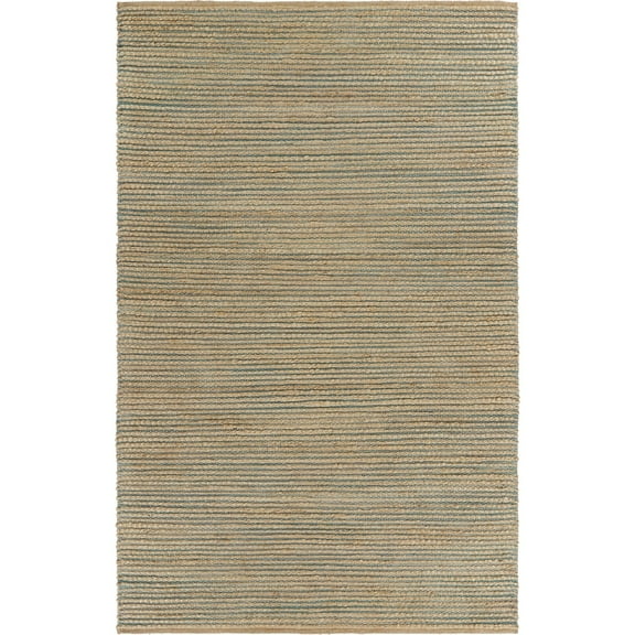 Laddha Home Designs 5' x 7.75' Beige and Blue Hand Woven Classic Rectangular Area Throw Rug