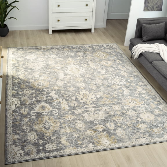 Laddha Home Designs 5' x 7.75' Loomed Floral Area Throw Rug - Blue and Beige