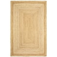 thumbnail image 1 of Laddha Home Designs 5' x 7.75' Tan Brown and Beige Handmade Bordered Rectangular Area Throw Rug, 1 of 5