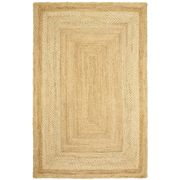 Laddha Home Designs 5' x 7.75' Tan Brown and Beige Handmade Bordered Rectangular Area Throw Rug