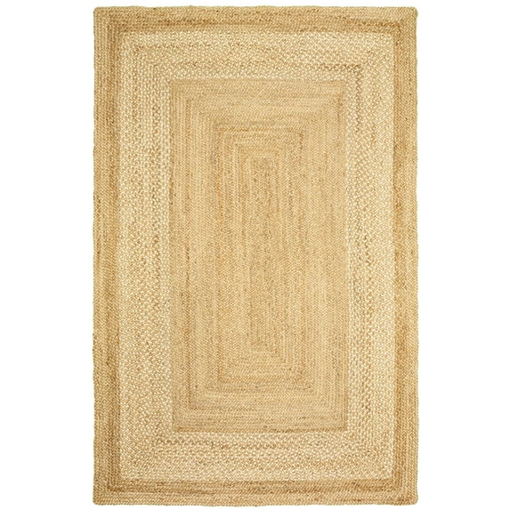 Laddha Home Designs 5' x 7.75' Tan Brown and Beige Handmade Bordered Rectangular Area Throw Rug