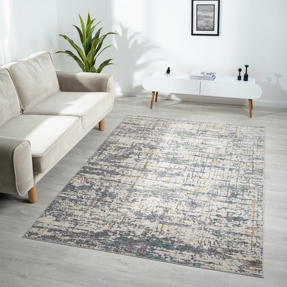 Laddha Home Designs 5' x 8' Abstract Rectangular Area Throw Rug - Blue and Brown