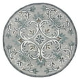 thumbnail image 1 of Laddha Home Designs 6' Gray and Blue Floral Filigree Hand Tufted Round Area Throw Rug, 1 of 7