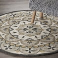 thumbnail image 1 of Laddha Home Designs 6' Ivory and Gray Floral Hand Tufted Round Area Throw Rug, 1 of 8