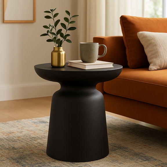 Laddha Home Designs Handmade Metal Side Table - 19" - Matte Black