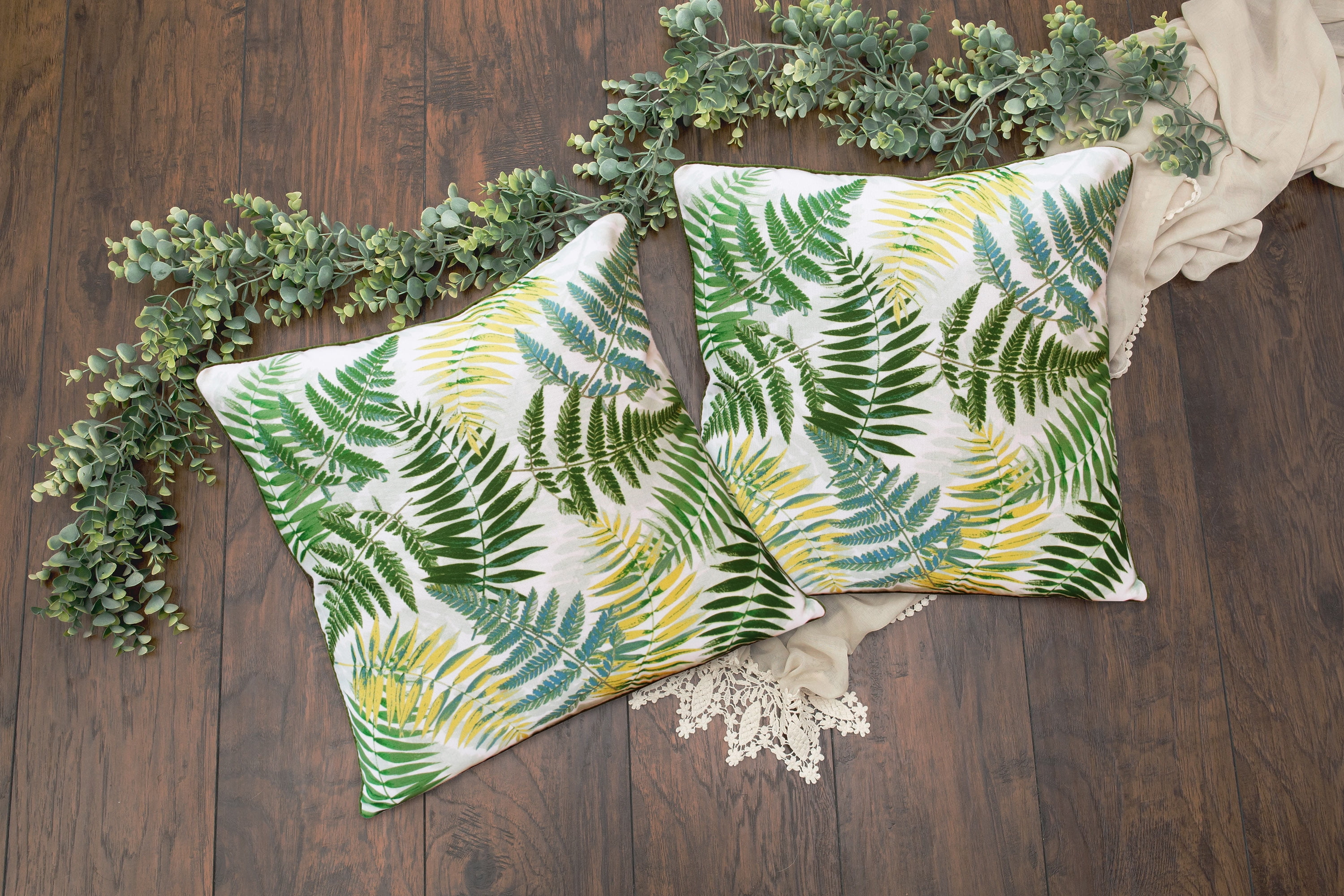 Harlow Hill Green/Yellow Floral 20" x 20" Performance Adult Decorative Feather Filled Pillow